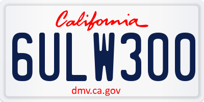 CA license plate 6ULW300