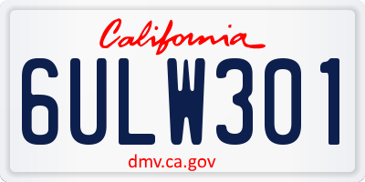 CA license plate 6ULW301