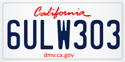 CA license plate 6ULW303