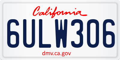 CA license plate 6ULW306