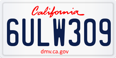 CA license plate 6ULW309