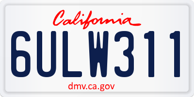 CA license plate 6ULW311