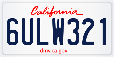 CA license plate 6ULW321