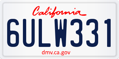 CA license plate 6ULW331