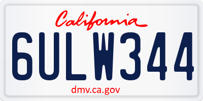 CA license plate 6ULW344