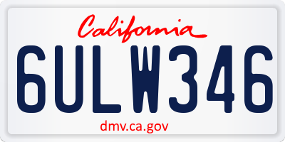 CA license plate 6ULW346