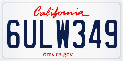 CA license plate 6ULW349