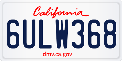 CA license plate 6ULW368