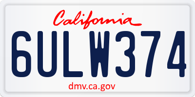 CA license plate 6ULW374
