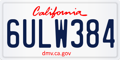 CA license plate 6ULW384