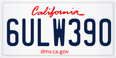 CA license plate 6ULW390