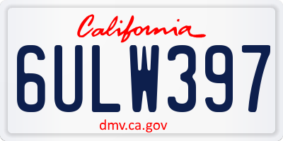 CA license plate 6ULW397