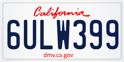 CA license plate 6ULW399