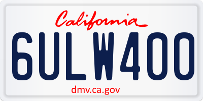 CA license plate 6ULW400