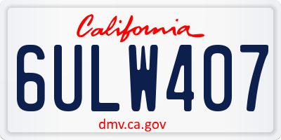 CA license plate 6ULW407