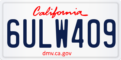 CA license plate 6ULW409