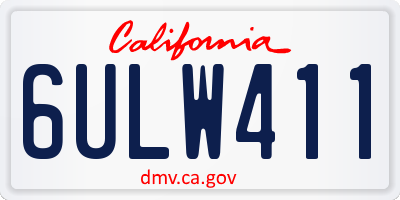 CA license plate 6ULW411