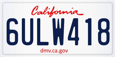 CA license plate 6ULW418