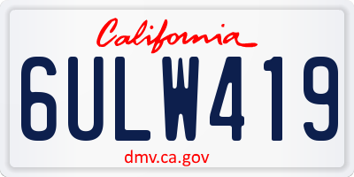 CA license plate 6ULW419