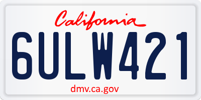 CA license plate 6ULW421