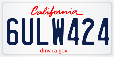 CA license plate 6ULW424