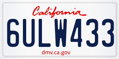 CA license plate 6ULW433