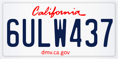 CA license plate 6ULW437