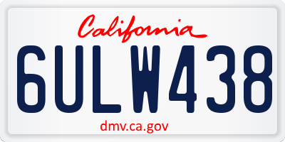 CA license plate 6ULW438