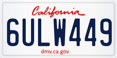 CA license plate 6ULW449