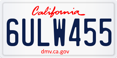 CA license plate 6ULW455