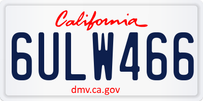 CA license plate 6ULW466