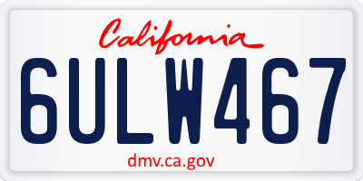 CA license plate 6ULW467
