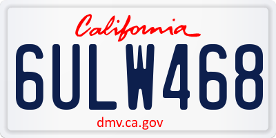 CA license plate 6ULW468