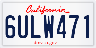 CA license plate 6ULW471
