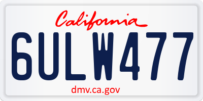 CA license plate 6ULW477