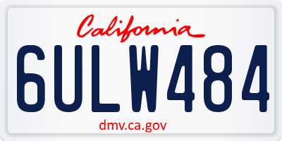 CA license plate 6ULW484