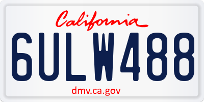 CA license plate 6ULW488