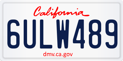 CA license plate 6ULW489