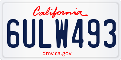 CA license plate 6ULW493