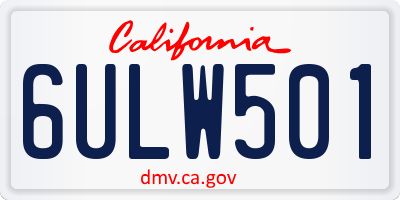 CA license plate 6ULW501