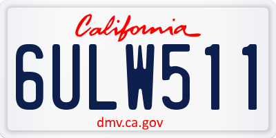 CA license plate 6ULW511
