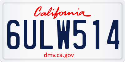 CA license plate 6ULW514