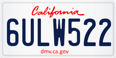 CA license plate 6ULW522
