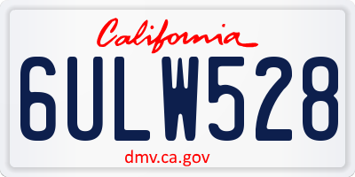 CA license plate 6ULW528