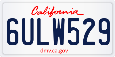 CA license plate 6ULW529