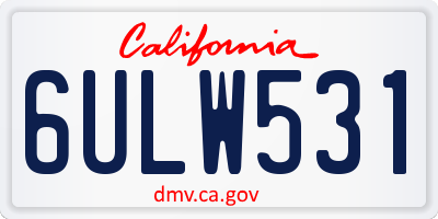 CA license plate 6ULW531