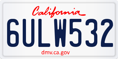 CA license plate 6ULW532