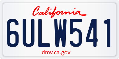 CA license plate 6ULW541