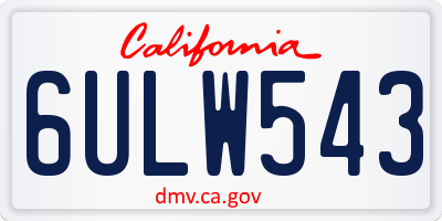 CA license plate 6ULW543