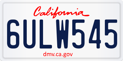 CA license plate 6ULW545